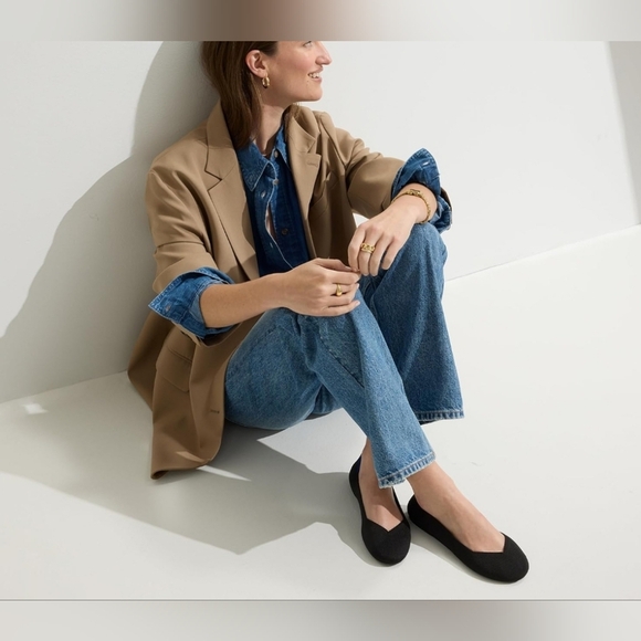 Rothy's Black Flats with Green Insole - Picture 2 of 8